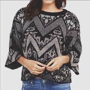 Free People Superstar Cropped Aztec Sweater XS
